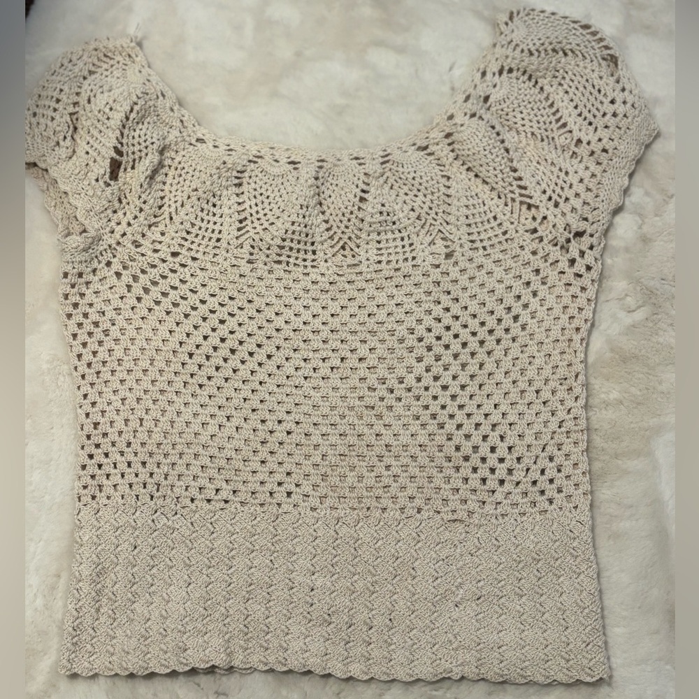 Crochet Knit Top - Cream Color